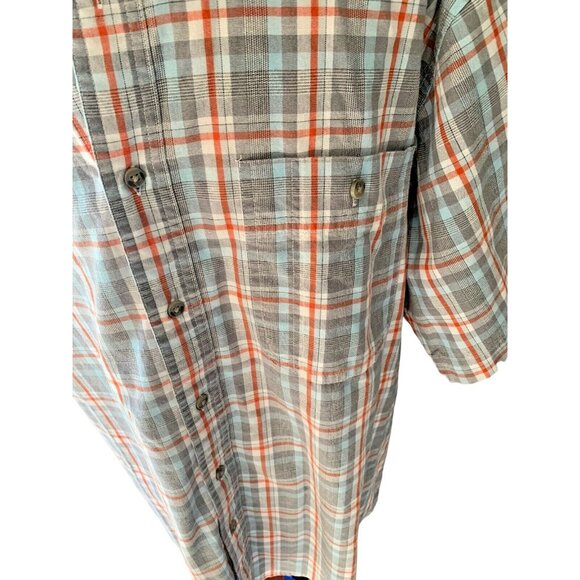 Wrangler PLAID Rugged Wear Mens Short Sleeve Shirt Large Wrinkle Resist Button D - Picture 3 of 6